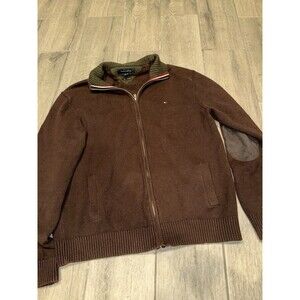 Tommy Hilfiger Men's Chunky Full Zip Sweater Putting Xl brown